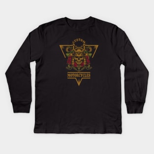 Samurai Skull Motorcycles Kids Long Sleeve T-Shirt